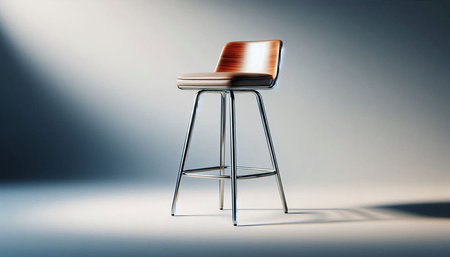Modern chair with wooden legs on a gray background. 3d render