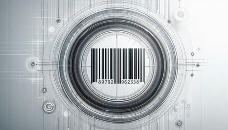 Illustration of a barcode on a futuristic background, 3d rendering