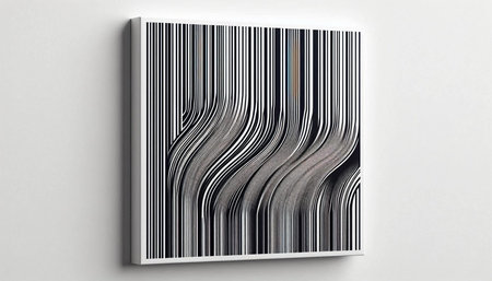 3d rendering of a white wall with black stripes in it.