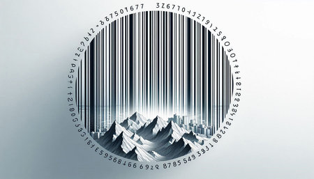 Mountain and barcode on a white background. 3d rendering