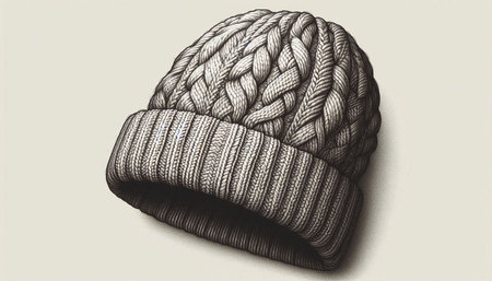 knitted hat on a white background. hand-drawn illustration.