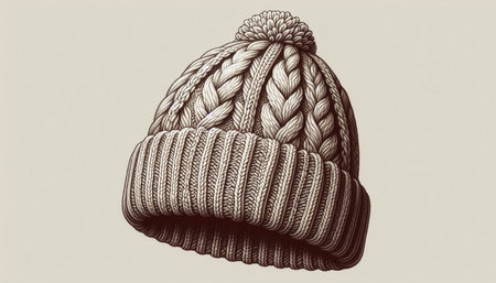 Knitted woolen hat. Vector illustration of a knitted hat