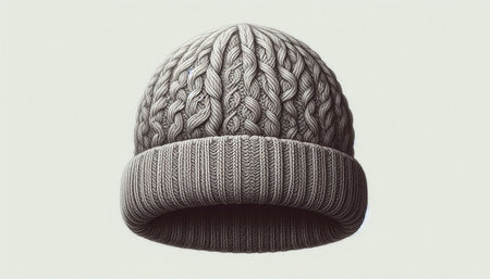 knitted hat isolated on a white background. gray hat with pompon
