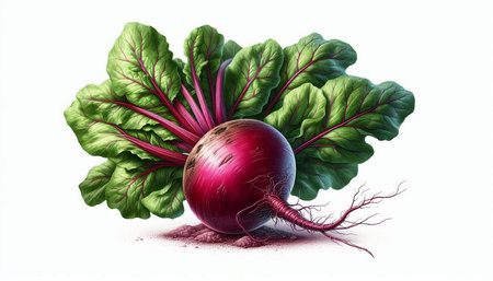 Beetroot and beetroot with leaves isolated on white background.