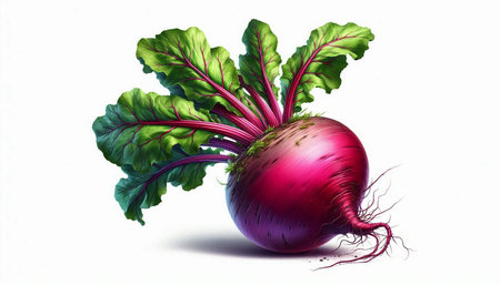 Beetroot with leaves isolated on white background. Vector illustration.