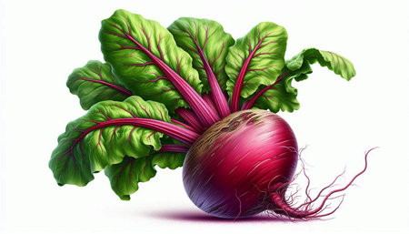 Beetroot with leaves isolated on white background. Vector illustration.