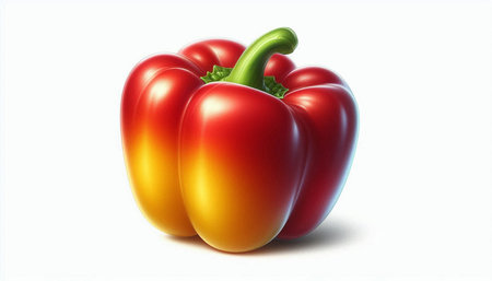 Red and yellow paprika isolated on white background. 3d illustration