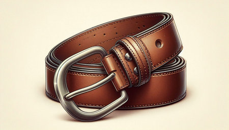 Leather belt isolated on white background. 3d render illustration.