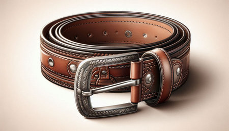 Leather belt on a white background. 3d illustration. Vintage style.