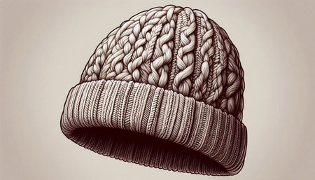 Knitted hat isolated on white background. Hand drawn vector illustration.