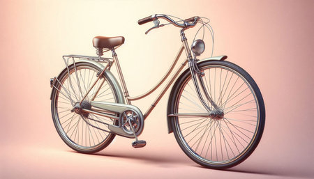 Vintage bicycle on a pink background. 3d render illustration.