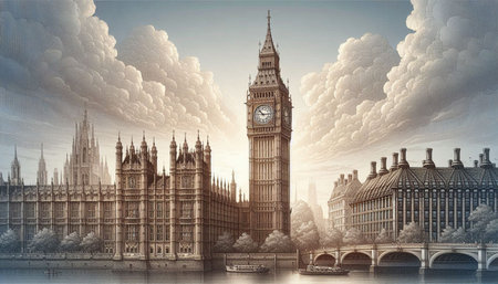 Big Ben and Houses of Parliament in London, UK. 3D rendering