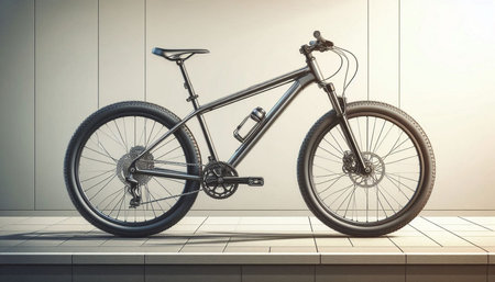 3d rendering of a mountain bike in a room with white walls