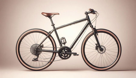 Retro bicycle on beige background. Minimalism concept.