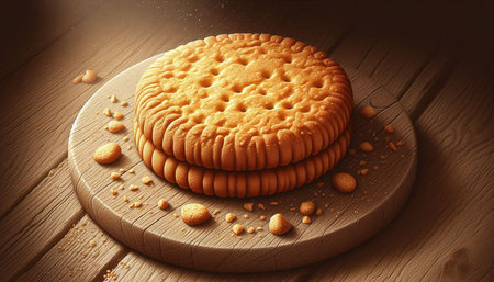 Cracker on a wooden background. 3d rendering. Computer digital drawing.