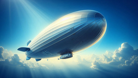 Airship in the sky. Mixed media. Mixed media. Mixed media