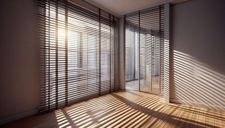 Empty room with blinds. 3d render. Interior design.