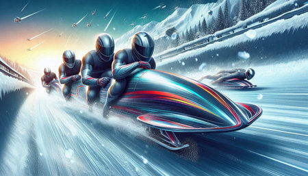 Cyborgs racing on a race track. 3d illustration.