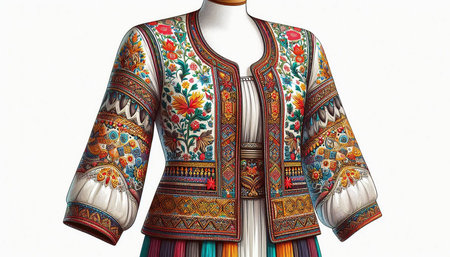 Ukrainian national costume on a mannequin isolated on white background
