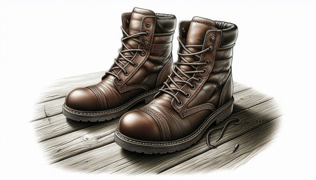 Women's boots on a wooden background. 3D illustration. Vintage style.