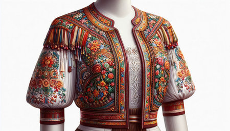 Ukrainian national costume on mannequin. Isolated on white background