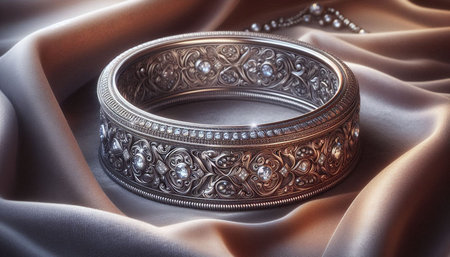 wedding rings on a satin background, close-up