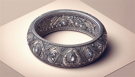 Silver bracelet on a white background, close-up. 3D rendering