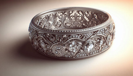 Vintage silver bracelet on a white background. 3D illustration.