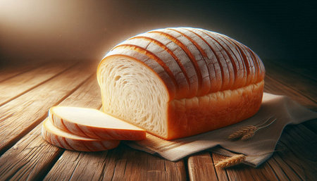 loaf of bread on a wooden background. tinting. selective focus