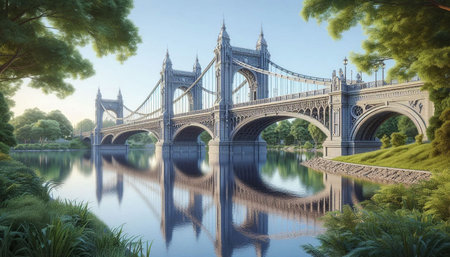 Panoramic view of Tower Bridge in London, England, UK