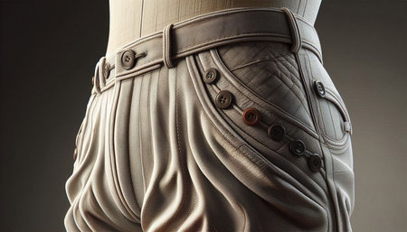 closeup of the waist of a mannequin in a studio