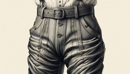 Close-up of the waist of a man in a leather jacket