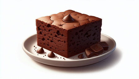 Chocolate cake isolated on white background. 3D illustration. Series.