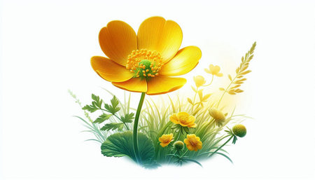 Spring flowers on a white background with a place for your text.