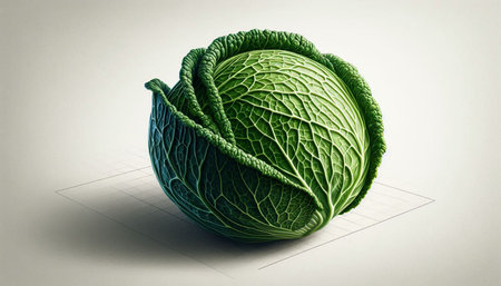 Cabbage on white background. 3D illustration. Green cabbage.
