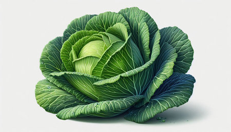 Cabbage isolated on white background. 3d illustration. Green cabbage.