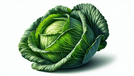 Cabbage isolated on white background. 3d rendering. Computer digital drawing.