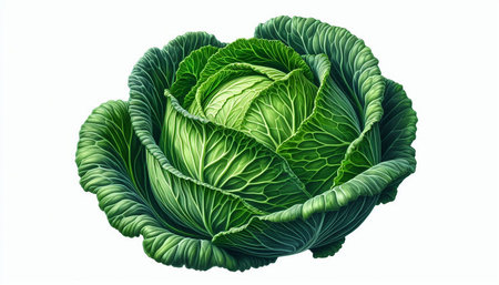 Cabbage isolated on white background. Vector illustration. Eps 10.