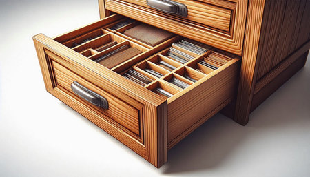 wooden drawer for documents on a white background. 3d rendering
