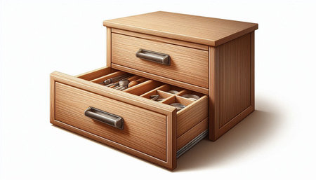 Wooden drawers isolated on a white background. 3d render