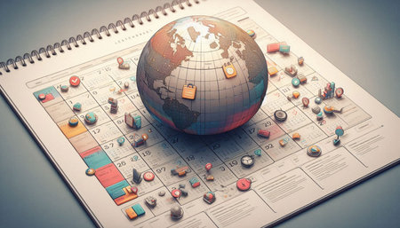 Globe with infographics. Global business concept. 3D rendering
