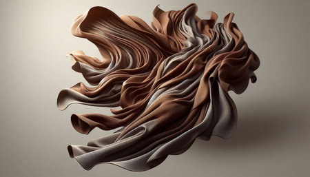 Abstract background of brown wavy silk or satin. 3d render illustration