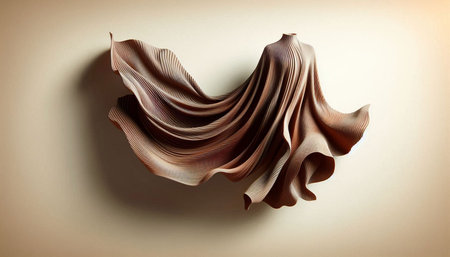 3d render, abstract background, brown silk fabric, design element