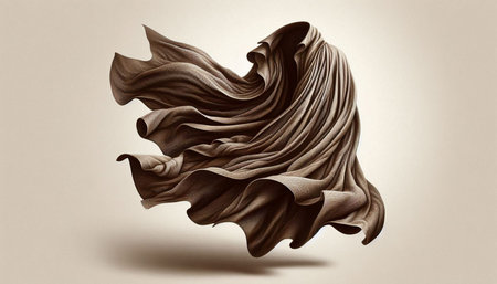Abstract background of brown wavy silk or satin. 3d render illustration