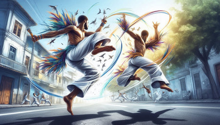 Martial arts in the city. Mixed media. Mixed media. Mixed media