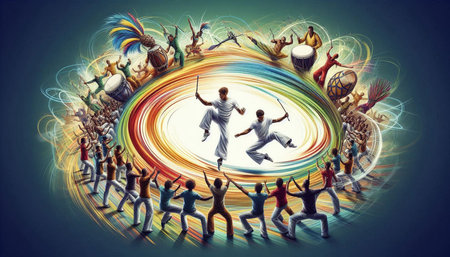 Dancing people in circle. Illustration of dancing people in circle