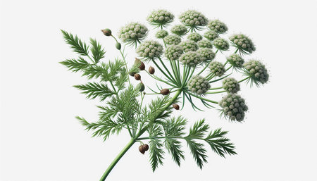 Flowering dill isolated on white background. 3d illustration