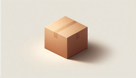 3d rendering of a cardboard box on a white background. The box is made of paper.