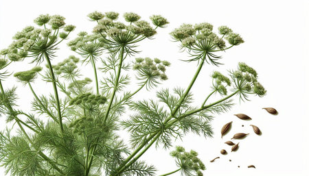 Flowering dill isolated on white background. 3d illustration