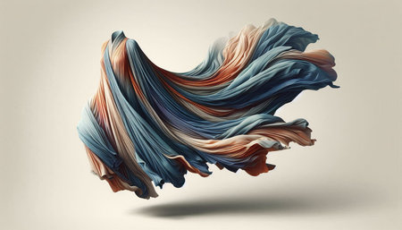 Abstract colorful cloth flying in the wind. 3d rendering image.